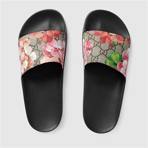 women's gucci black slides|gucci bloom sliders women.